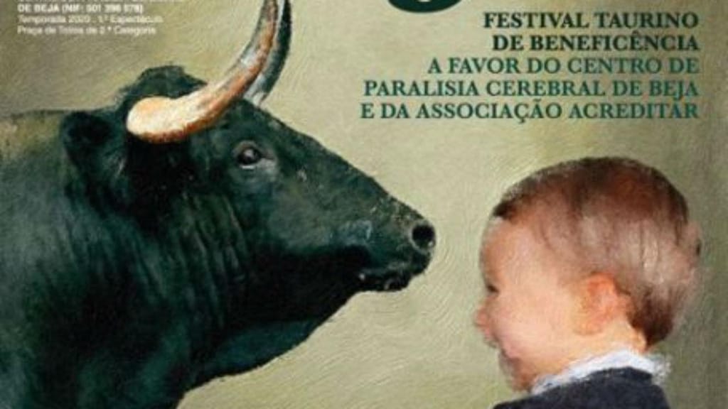 Cartaz de promoção de tourada que envolve a Acreditar