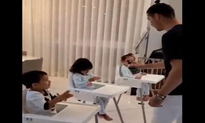 VÍDEO: Cristiano Ronaldo ensina filhos a desinfetar as mãos - TVI