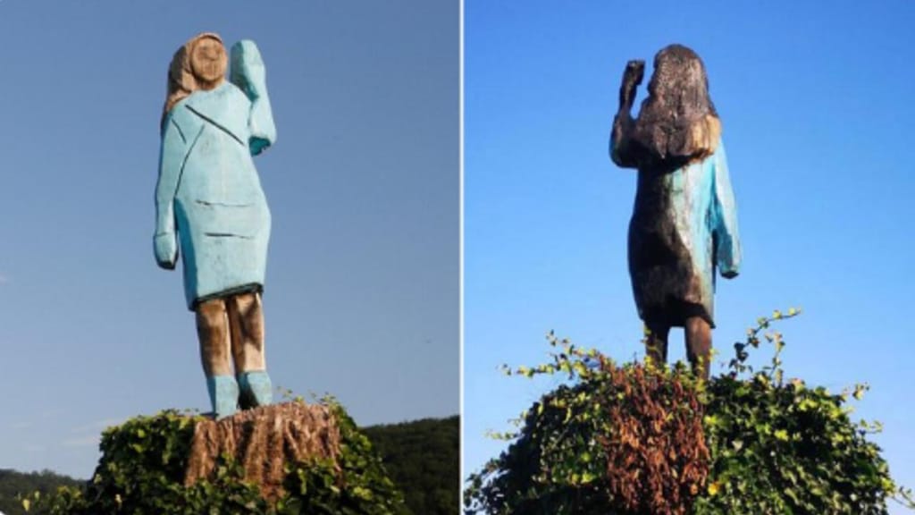 Estátua de Melania Trump vandalizada na Eslovénia