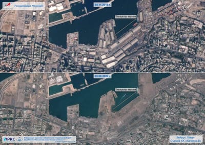 O antes e depois da explosão maciça que destruiu o porto de Beirute - TVI