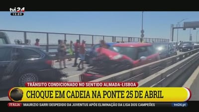 Choque em cadeia na Ponte 25 de Abril: as imagens do acidente aparatoso - TVI