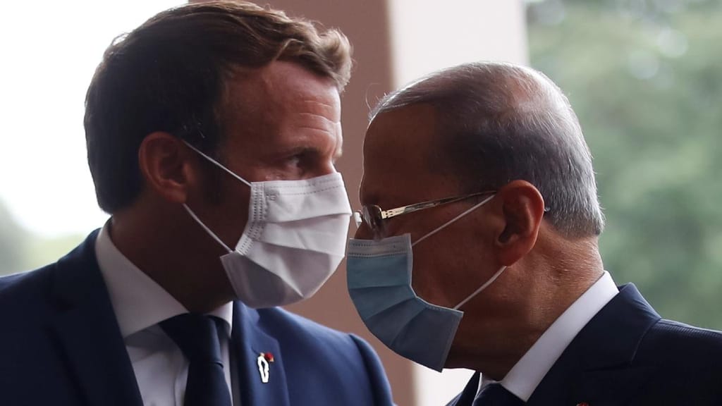 Emmanuel Macron e Michel Aoun 