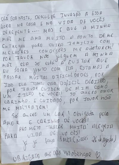Leia a carta que a mãe deixou junto do bebé de 21 dias - TVI