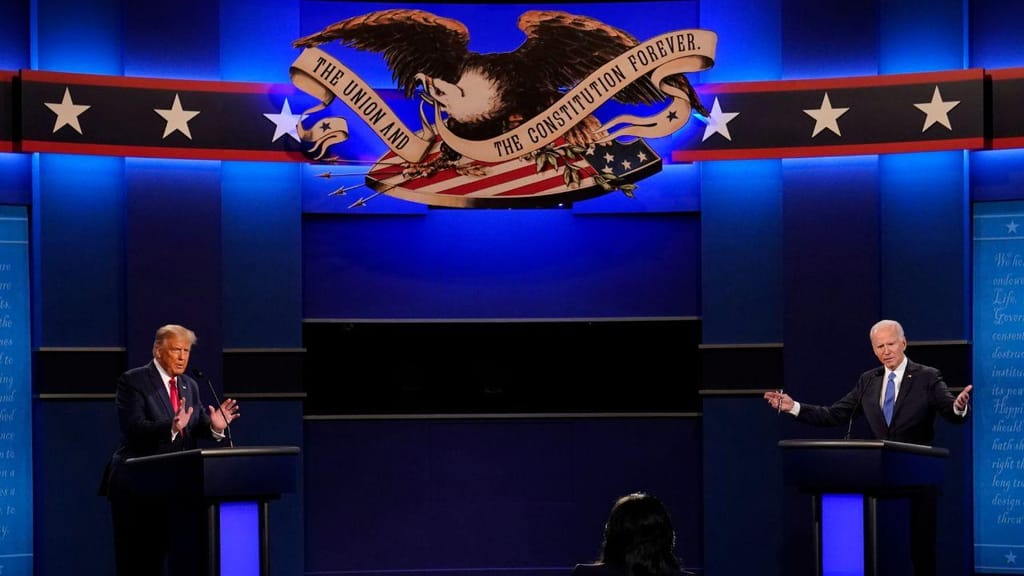 As imagens do último debate presidencial entre Donald Trump e Joe Biden