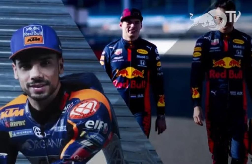 Miguel Oliveira, Max Verstappen e Alexander Albon (Reprodução Facebook Red Bull Racing)