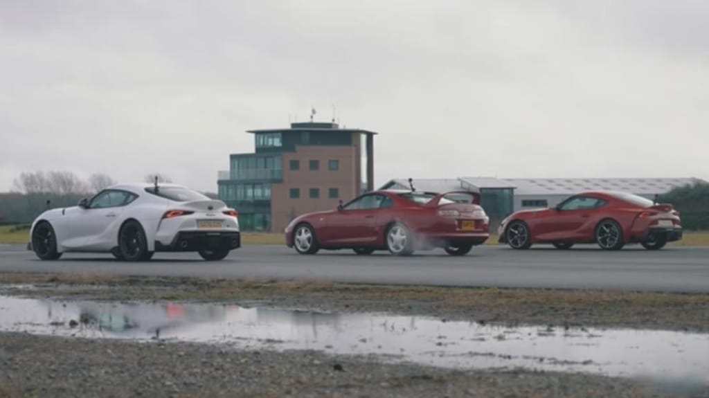 Drag Race entre três versões do Toyota Supra (Reprodução Youtube Carwow)
