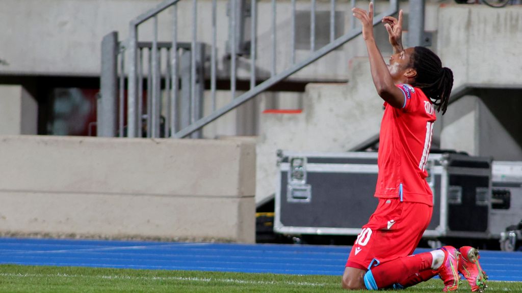 Gerson Rodrigues festeja o 1-0 no Luxemburgo-Portugal (Olivier Matthys/AP)