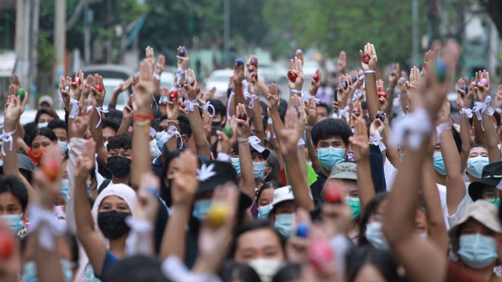 Manifestações no Myanmar