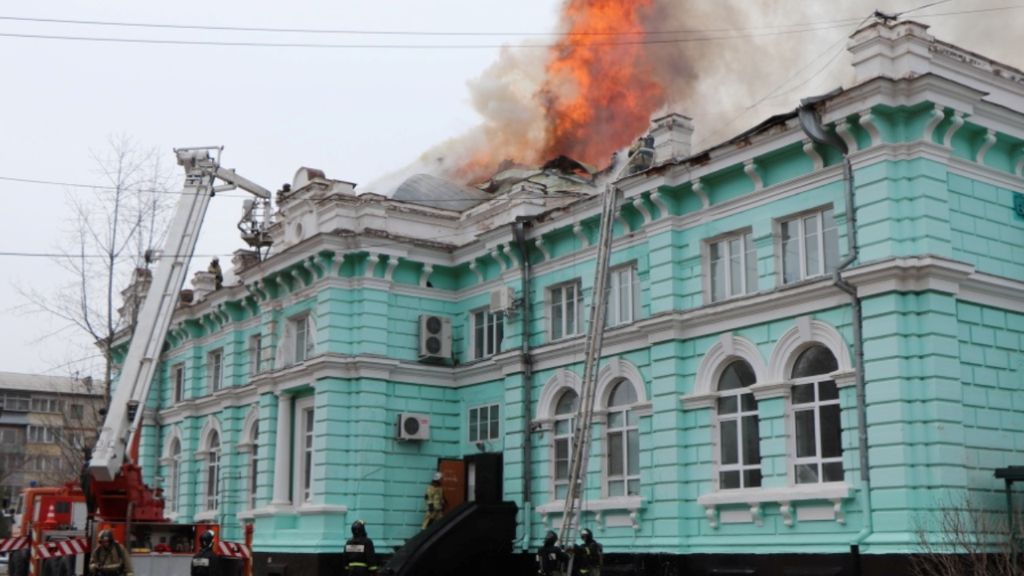 Hospital em chamas na Rússia