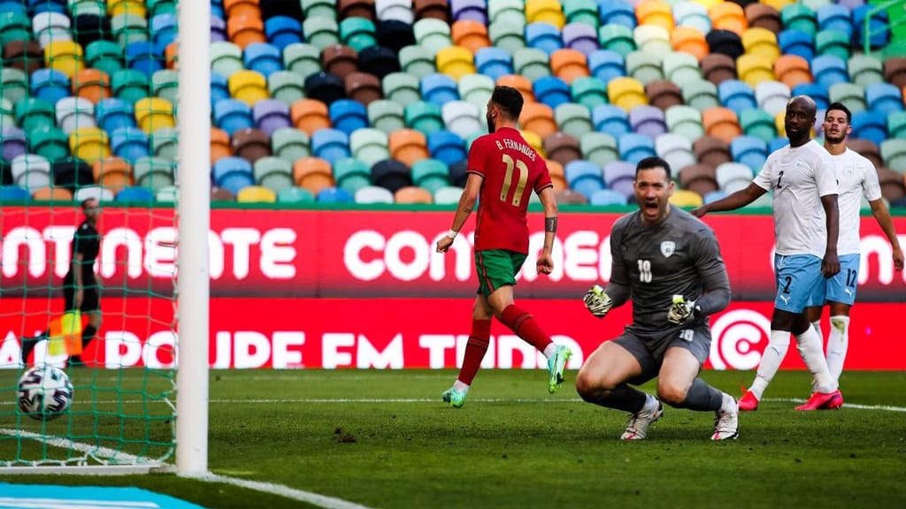 Bruno Fernandes fez o 1-0 no Portugal-Israel (Manuel de Almeida/LUSA)