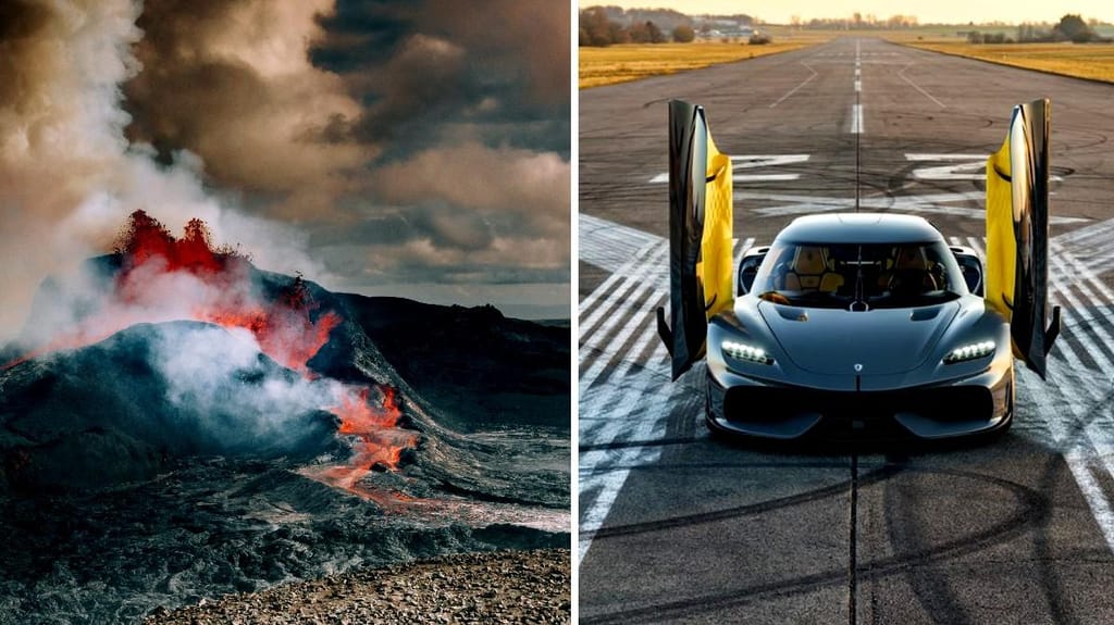 Koenigsegg estuda energia dos vulcões [Fotos: Koenigsegg e M. Sanchez/Unsplash]