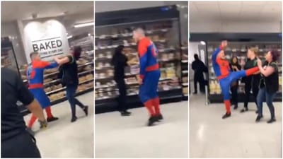 Homem Aranha agride funcionárias e gera caos supermercado em Londres - TVI