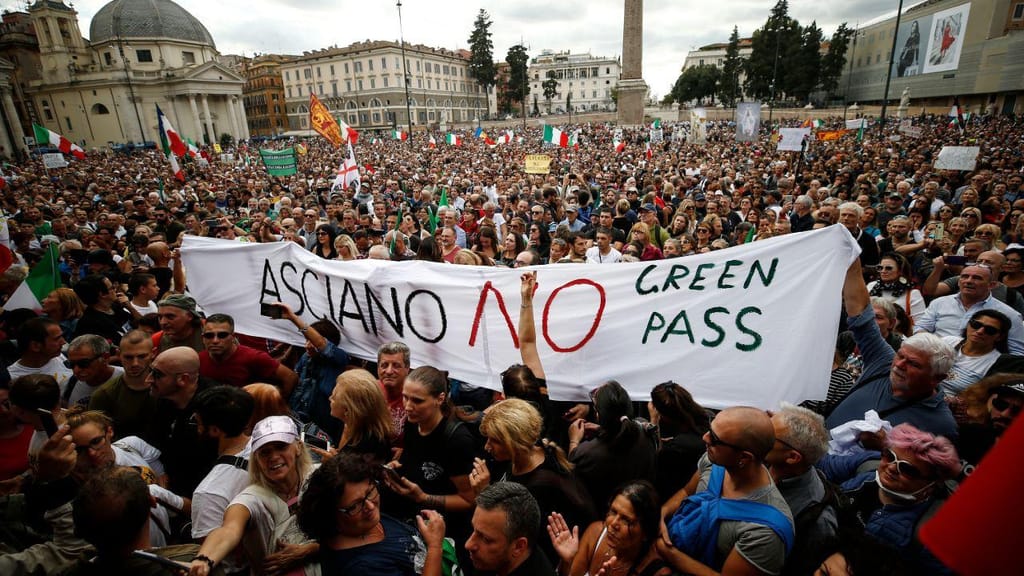 Manifestação em Roma contra medidas sanitárias