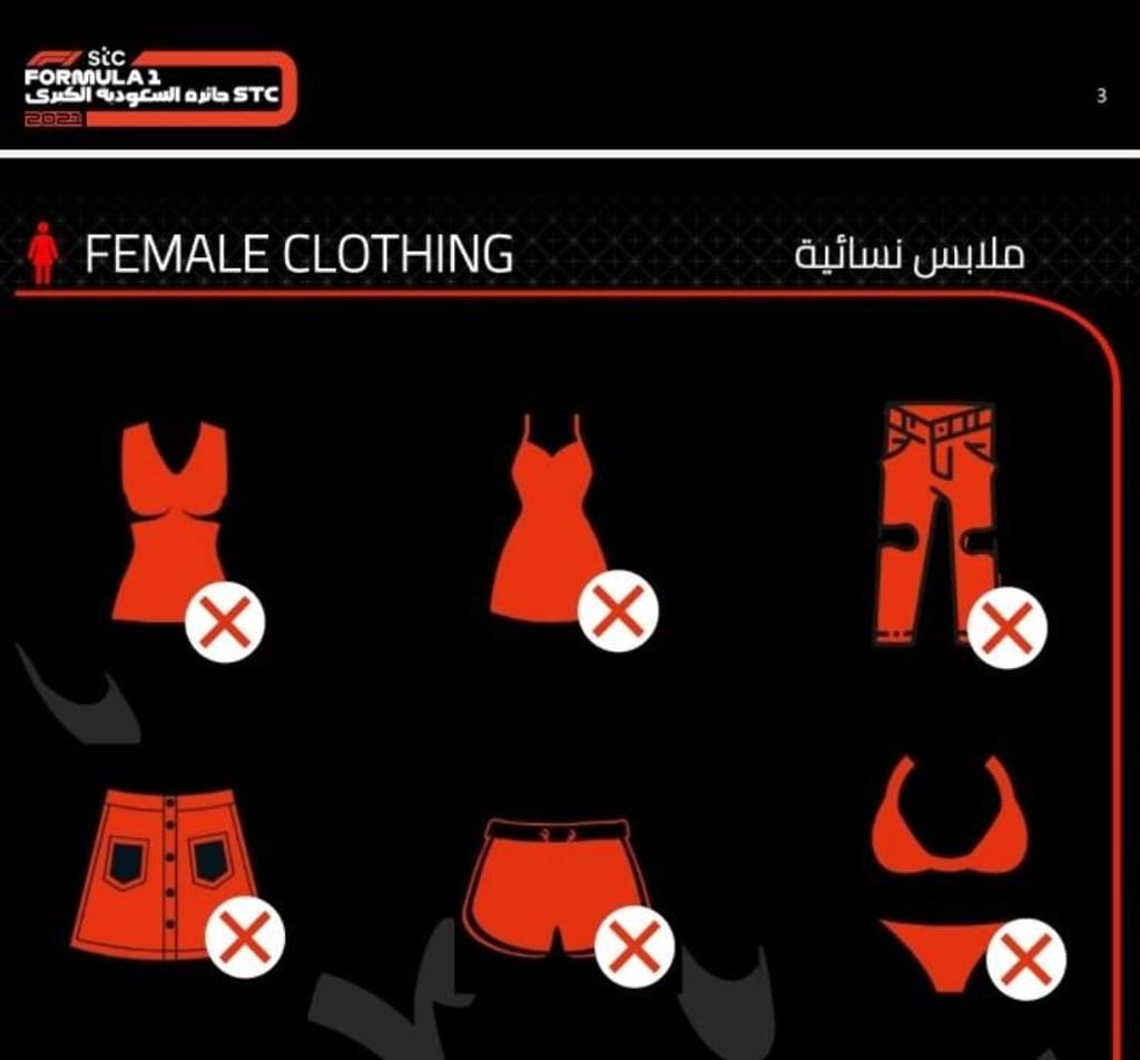 Vestuário proibido GP de F1 da Arábia Saudita (captura Twitter Guillaume Capietto)