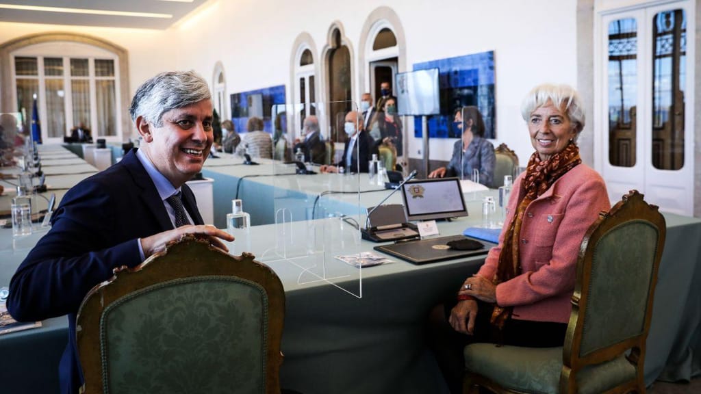 Mário Centeno e Christine Lagarde