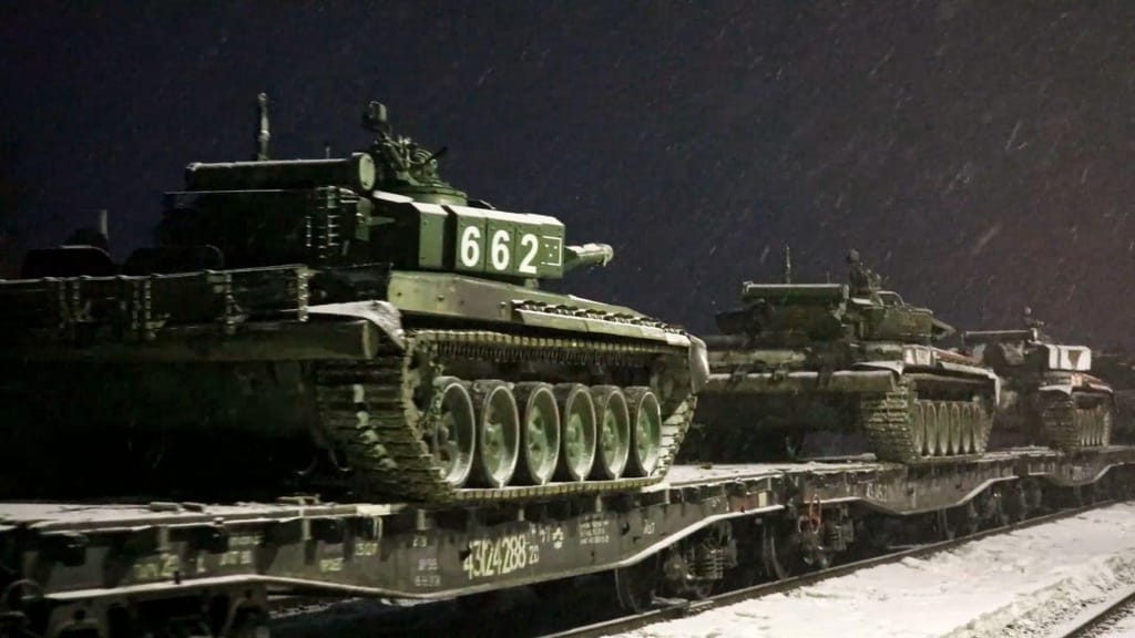 Tensões entre a Rússia e a Ucrânia (Fotografia do Ministério da Defesa russo, via AP)