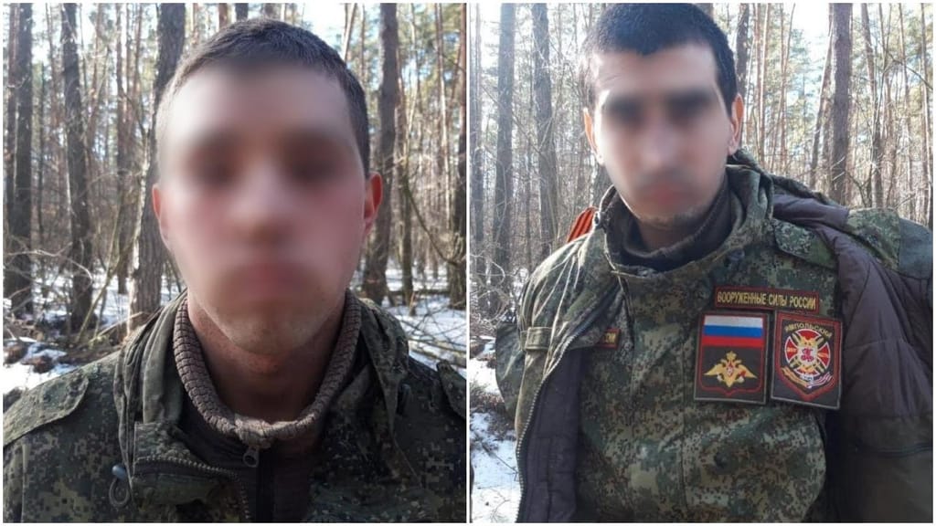 Soldados russos capturados na Ucrânia (Imagens do Twitter da Defesa ucraniana)