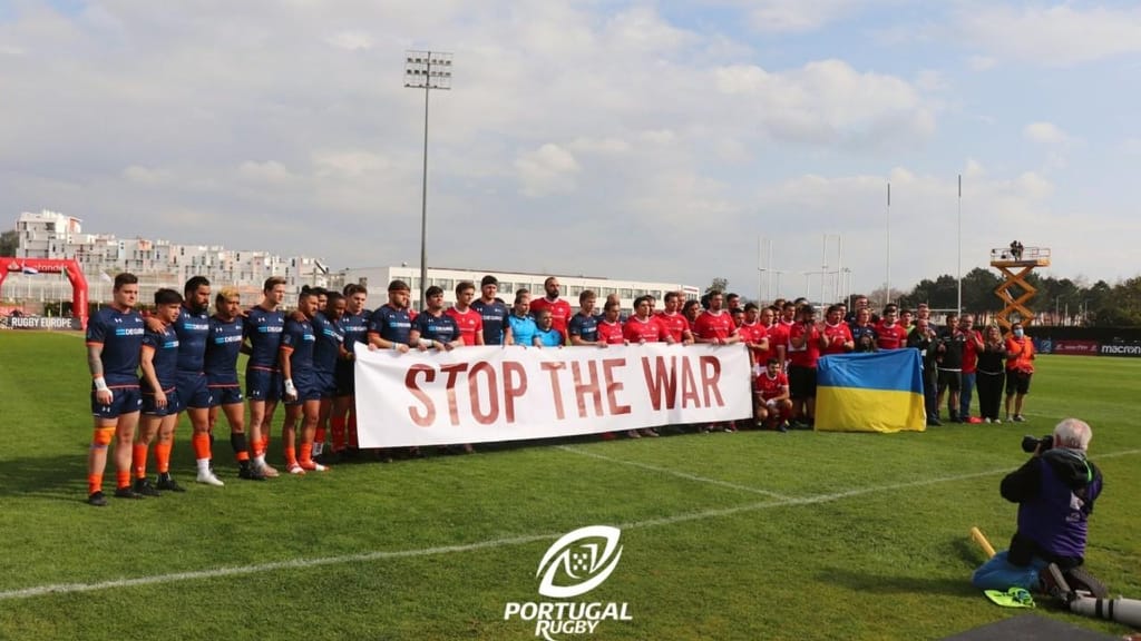 Seleções de râguebi de Portugal e Países Baixos pedem fim da guerra (FP Rugby)