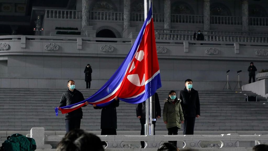Bandeira da Coreia do Norte. Foto: AP Photo/Cha Song Ho
