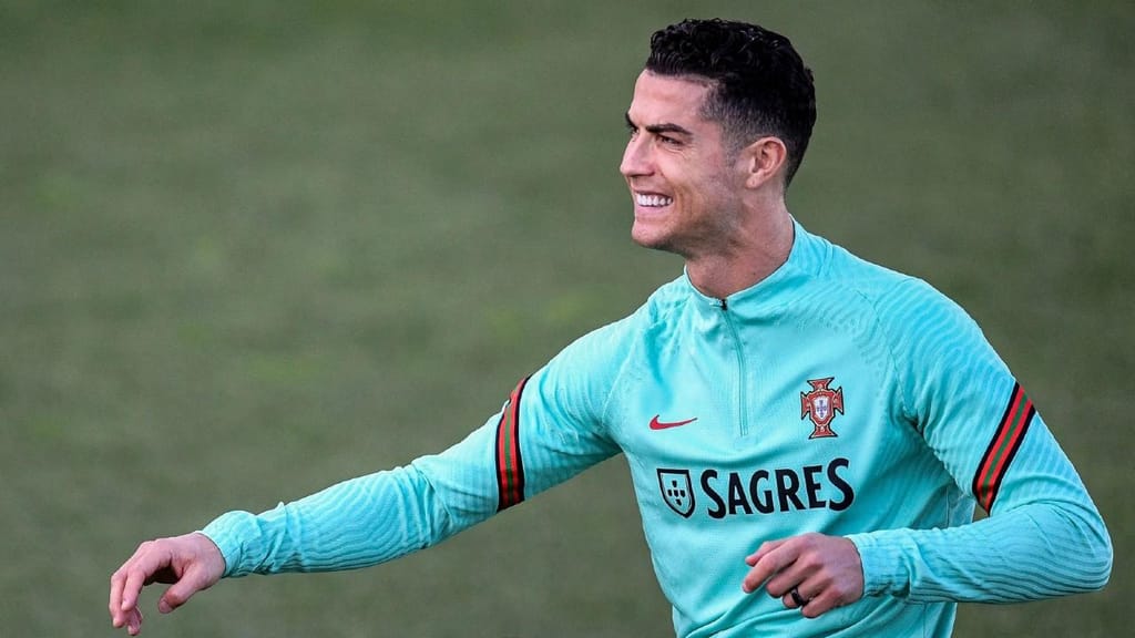 Cristiano Ronaldo no treino da seleção nacional de Portugal, na preparação para o play-off de acesso ao Mundial 2022 (Getty Images)