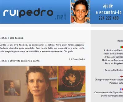 Mãe de Rui Pedro criou site na Internet - TVI