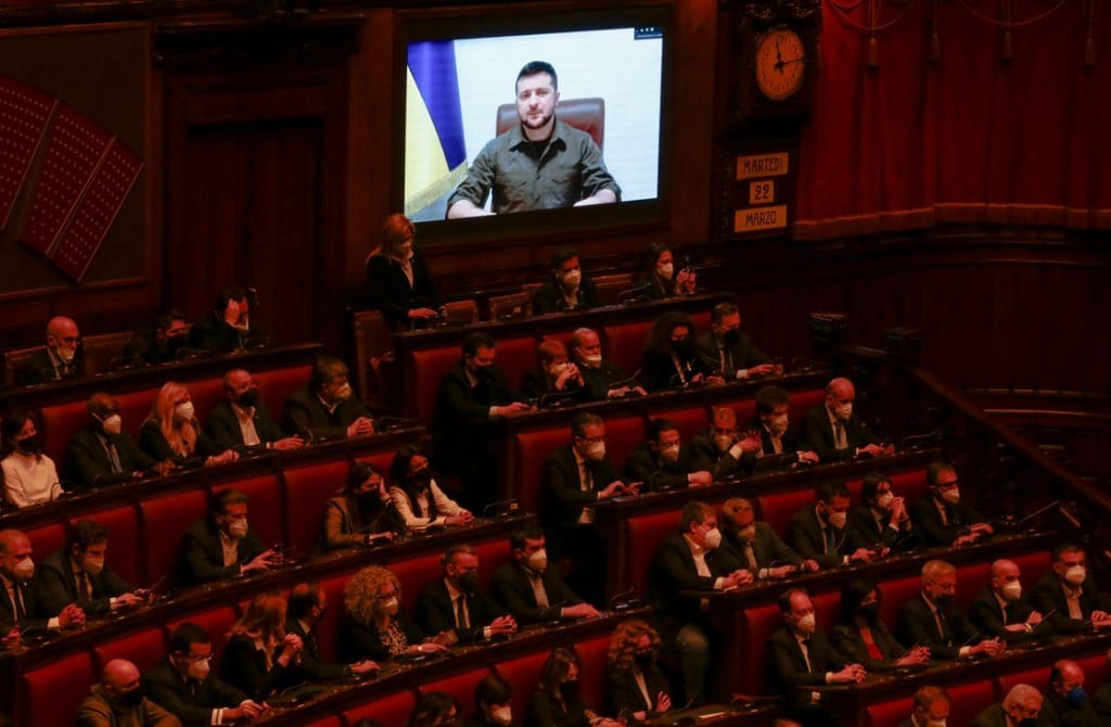 Zelensky no Parlamento Italiano (Remo Casilli - AP Photos)