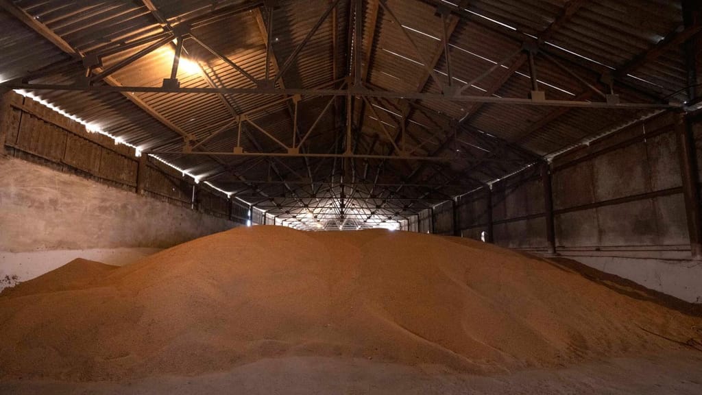 Armazém de trigo no oeste da Ucrânia, em março de 2022