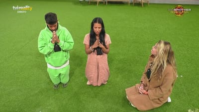 Jaciara, Quinaz e Ana Barbosa fazem oração - Big Brother