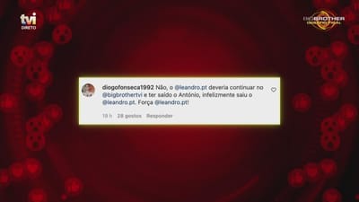 Internautas estupefactos com expulsão de Leandro - Big Brother