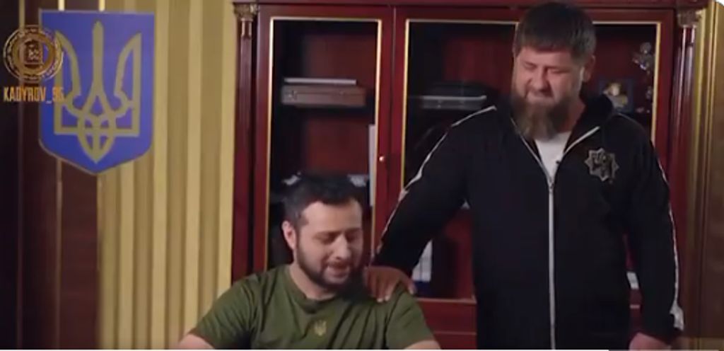 Líder checheno divulga paródia com sósia de Zelensky