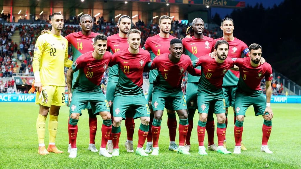 O onze inicial de Portugal ante a Espanha