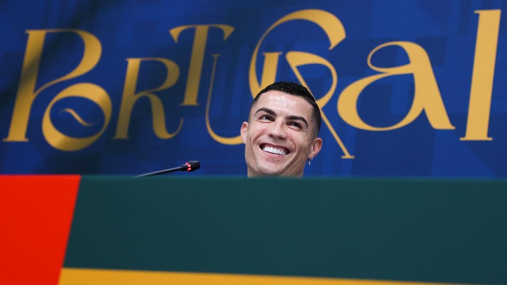Cristiano Ronaldo na conferência de imprensa da seleção portuguesa