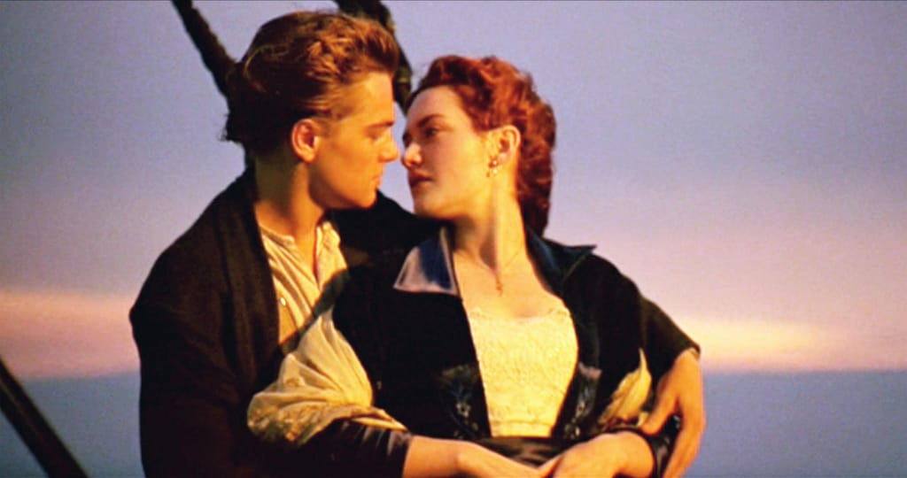 Leonardo DiCaprio e Kate Winslet no Titanic. CBS Photo Archive/Getty Images