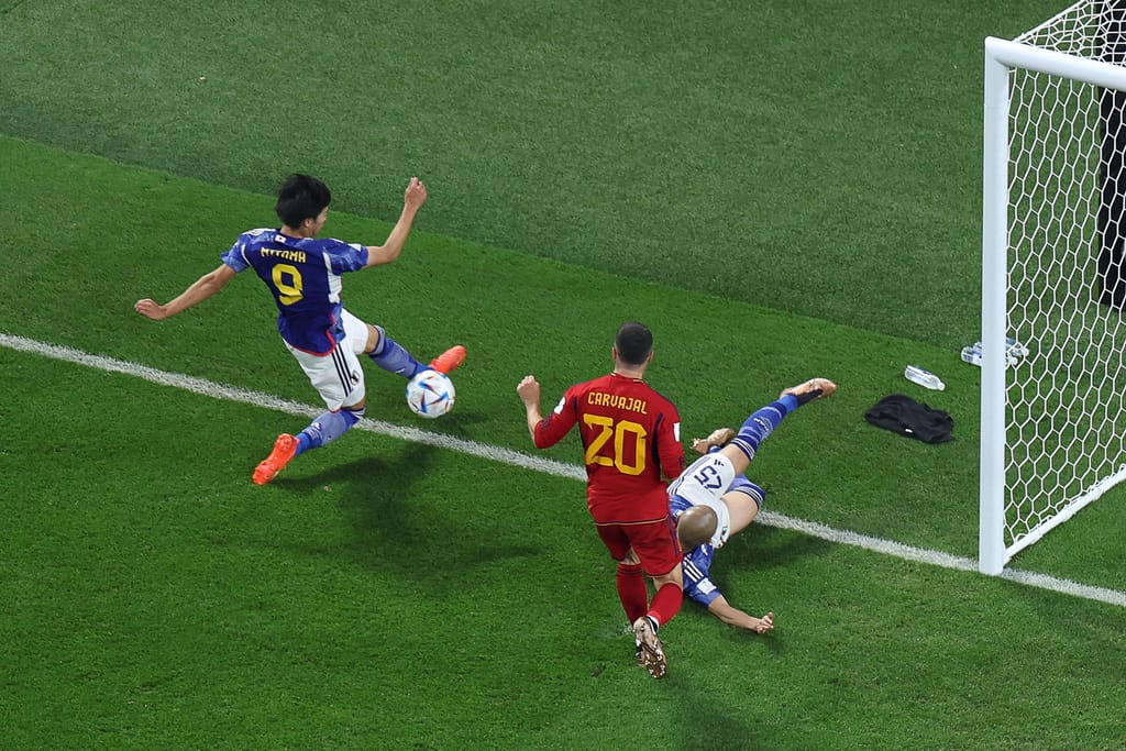 O golo japonês que levanta muitas dúvidas e tirou a Alemanha do Mundial 2022 (imagem getty)