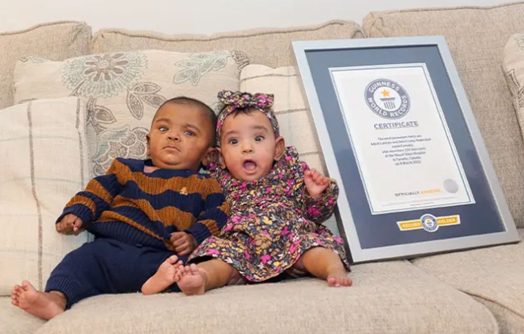 Gémeos mais prematuros do mundo (foto: Guinness)