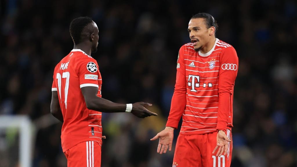 Sadio Mané e Leroy Sané no Manchester City-Bayern Munique (Simon Stacpoole/Offside/Offside via Getty Images)