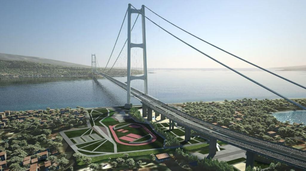 Projeto da ponte que ligaria o continente italiano à Sicília. Webuild Library