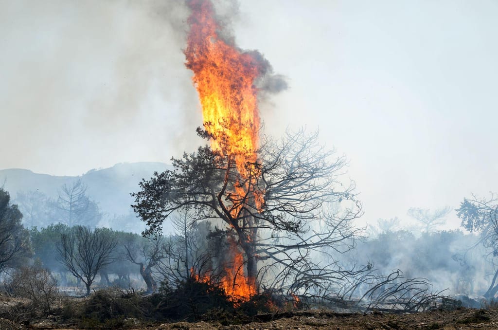 Incêndios  na ilha de Rodes, na Grécia (Petros Giannakouris/AP)