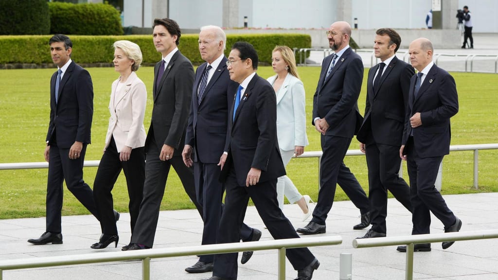 Líderes ocidentais reunidos no G7, no Japão (Franck Robichon/AP)
