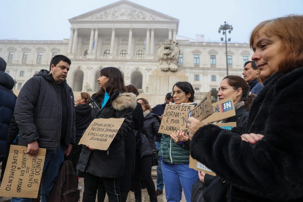 Protesto dos jornalistas da Global Media (Miguel A. Lopes/Lusa)