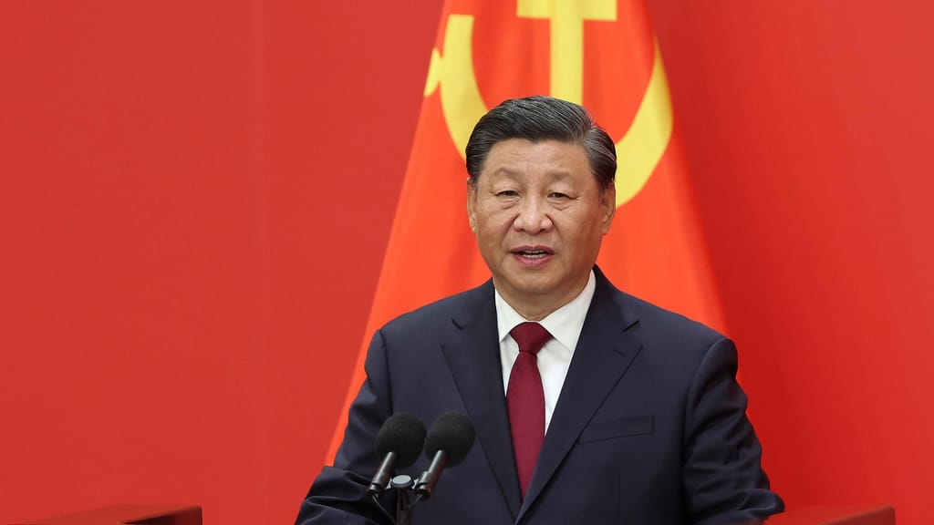 O líder chinês Xi Jinping discursa no Congresso Nacional do Partido Comunista, a 23 de outubro de 2022, em Pequim. Lintao Zhang/Getty Images