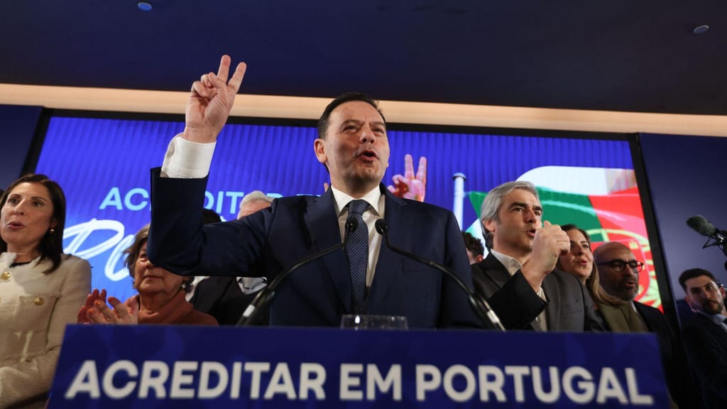 Luís Montenegro comemora vitória nas eleições legislativas (Tiago Petinga/Lusa)