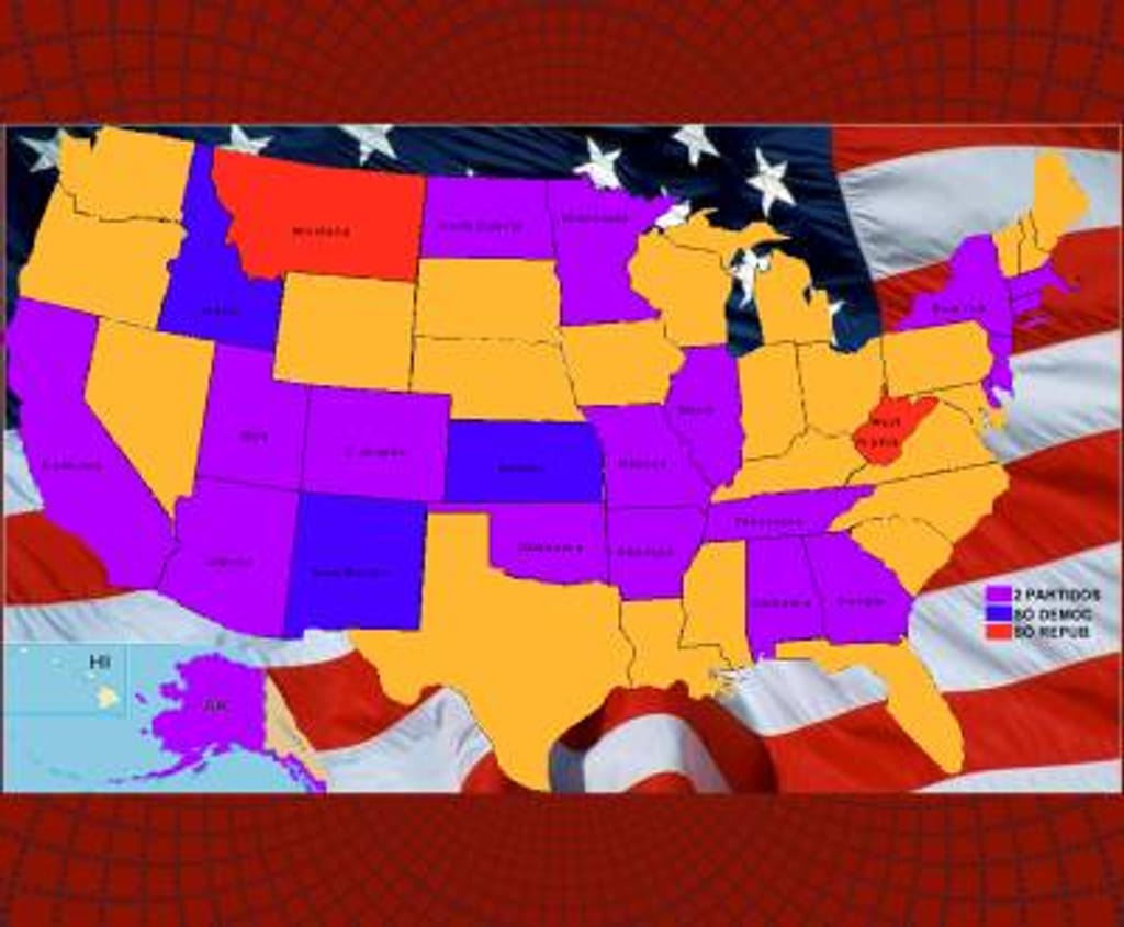 Mapa do Estados que participam na Super Tuesday