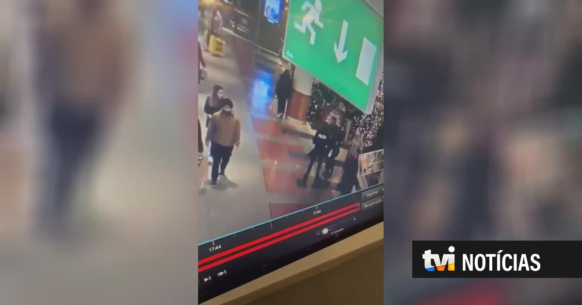 Videovigilância do NorteShopping: o momento em que um homem tenta sacar a arma a um PSP